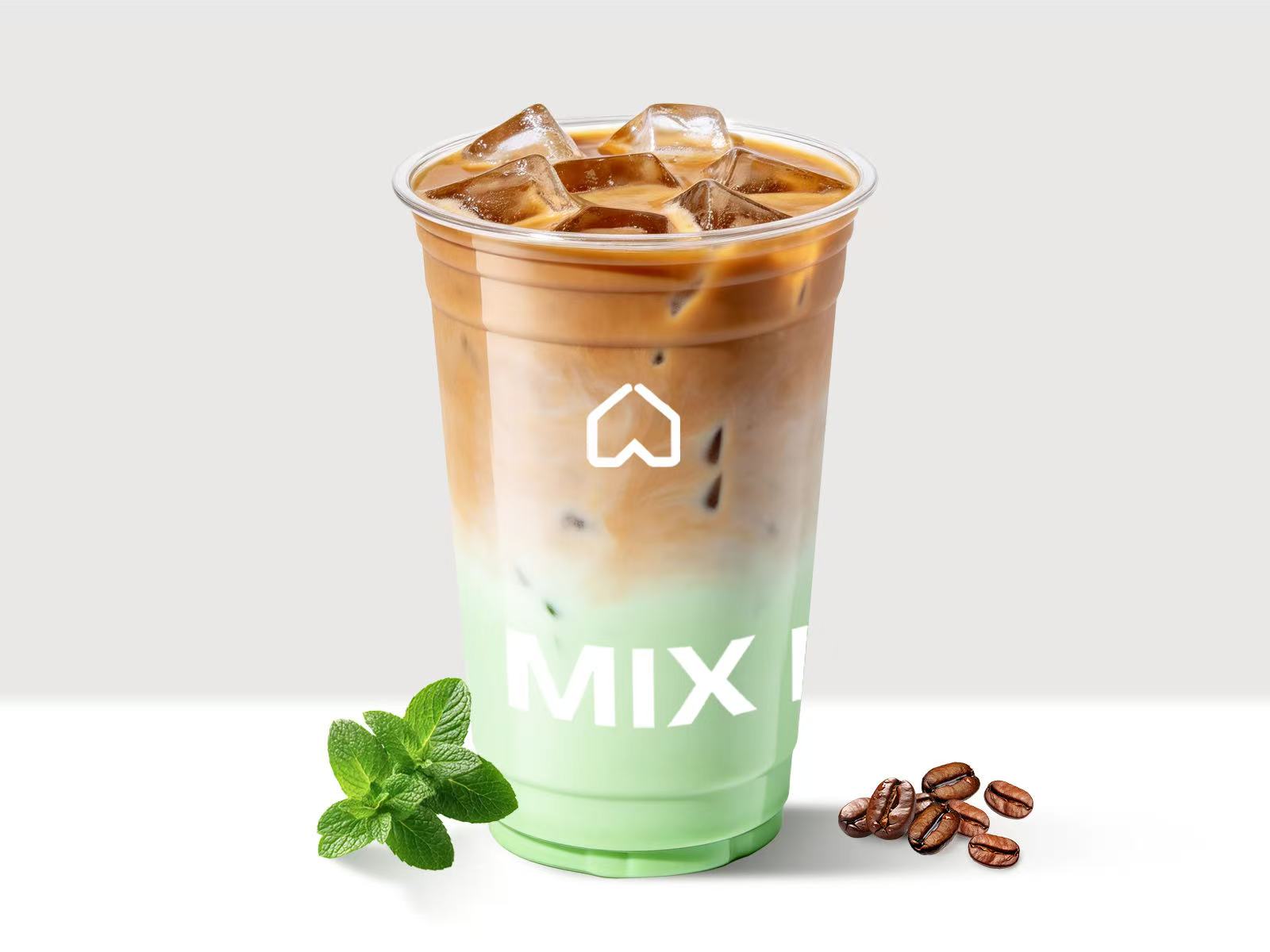 超大杯绿薄荷冰拿铁咖啡